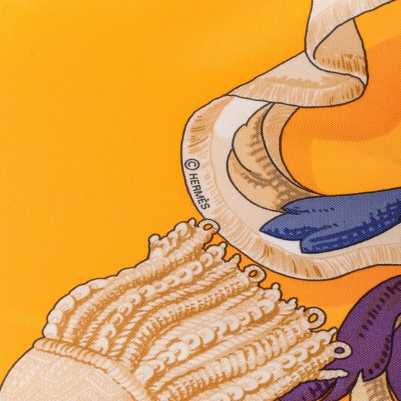 Hermès Le Mors A La Conetable Yellow Silk Scarf - Picture 5 of 7